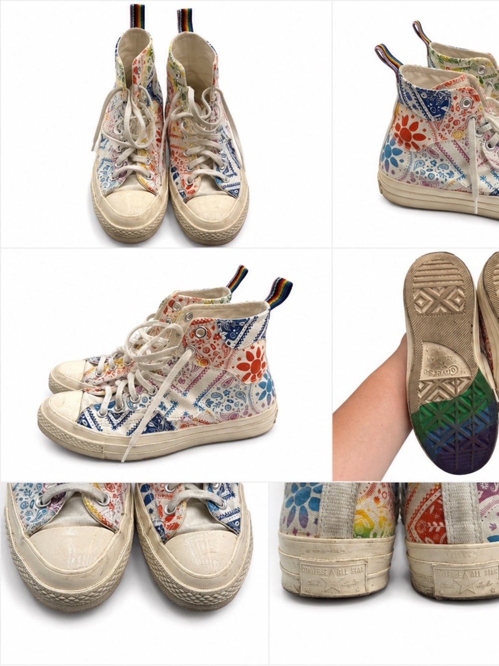 Converse x Miley Cyrus Pride Rainbow Bandana High Top Sneakers Women’s 9